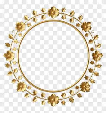 Golden Floral Wreath PNG