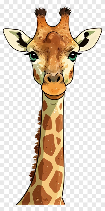 Cartoon Giraffe With Friendly Expression PNG