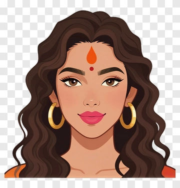 Woman With Long Hair And Traditional Jewelry PNG