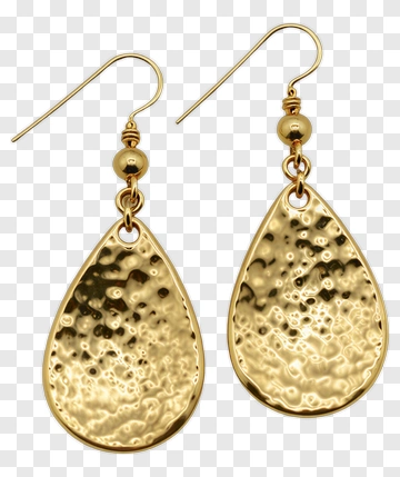 Gold Teardrop Earrings PNG