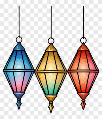 Colorful Hanging Lanterns PNG