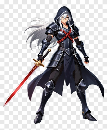 Dark Knight Holding A Red Sword PNG