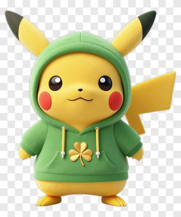 Pikachu Wearing A Green Hoodie PNG