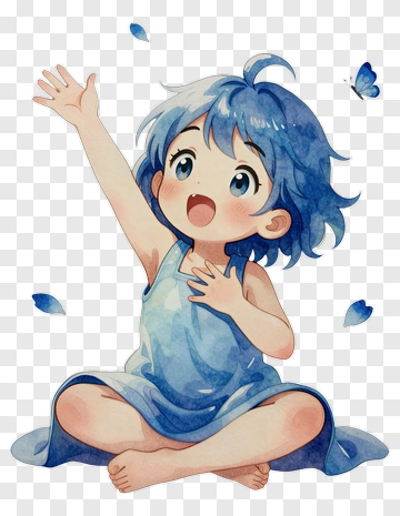 Cartoon Child Reaching For A Butterfly PNG