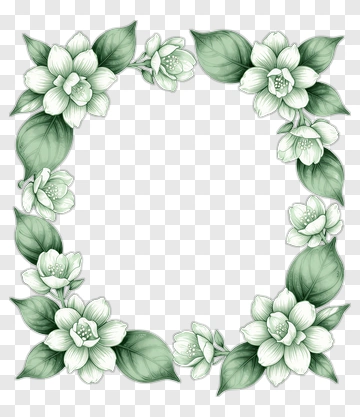 Floral Frame With Green Leaves PNG