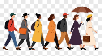 Diverse Group Of People Walking Together PNG