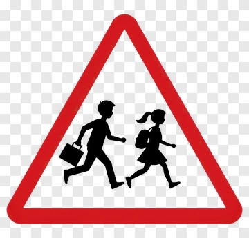 Children Running In A School Zone Sign PNG