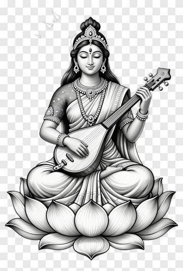 Sitting Woman Playing A Musical Instrument On A Lotus PNG