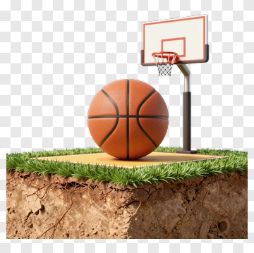 Basketball On A Court With Hoop PNG
