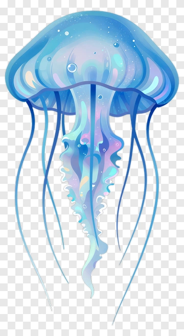Colorful Jellyfish With Flowing Tentacles PNG