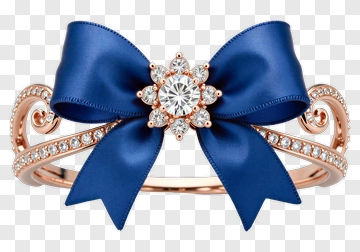 Elegant Bracelet With Blue Bow And Diamond Accent PNG