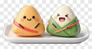 Cute Cartoon Onigiri Characters On A Plate PNG