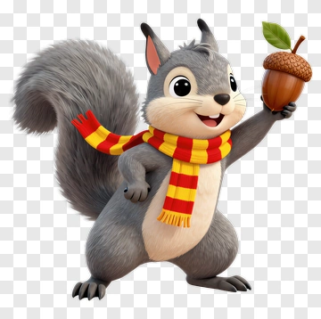 Cartoon Squirrel Holding An Acorn PNG