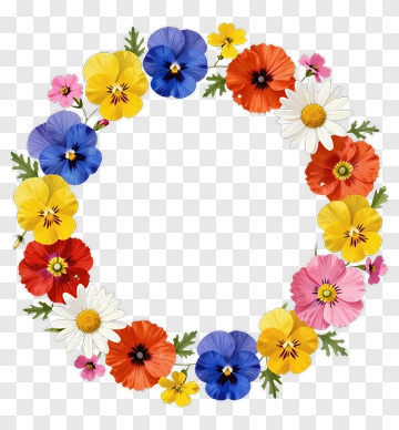Colorful Floral Wreath PNG