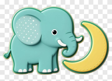 Cartoon Elephant With A Moon PNG