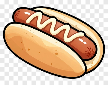 Cartoon Hot Dog With Mustard PNG