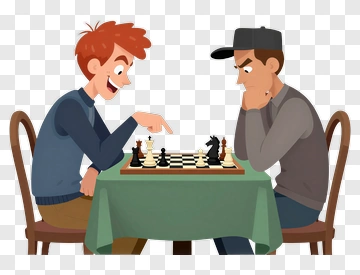 Cartoon Friends Playing Chess PNG