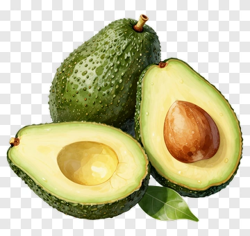 Sliced Avocado With Seed And Leaf PNG