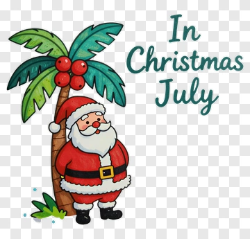 Santa Claus Standing By A Palm Tree For Christmas In July PNG