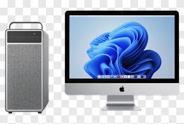 Apple Computer And Desktop Monitor Setup PNG