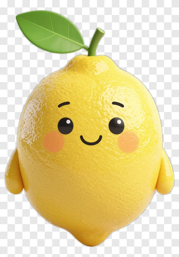 Cartoon Lemon Character With A Leaf PNG