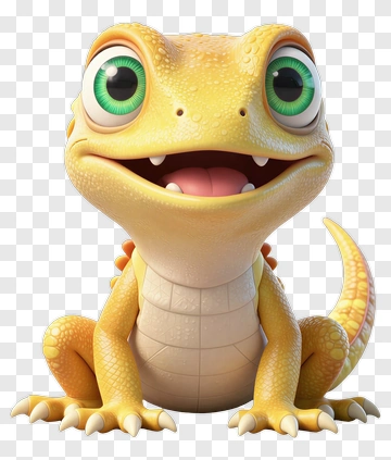 Cartoon Gecko With Big Eyes PNG