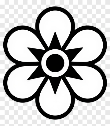 Stylized Flower With Star Center PNG