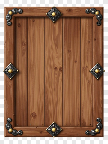 Wooden Frame With Decorative Metal Corners PNG