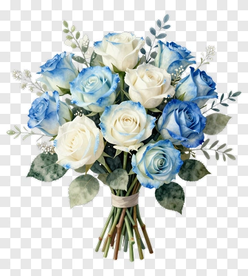Blue And White Rose Bouquet PNG