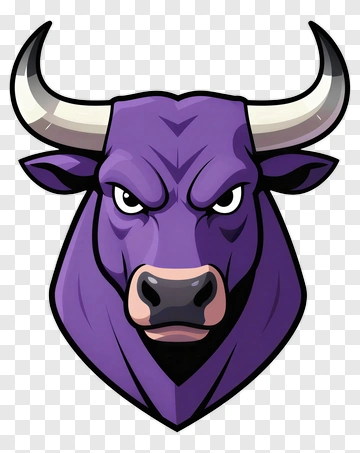 Cartoon Purple Bull Head PNG