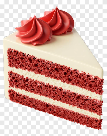 Red Velvet Cake Slice With Cream Frosting PNG