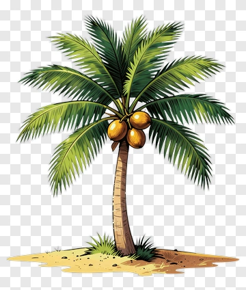 Colorful Coconut Palm Tree PNG