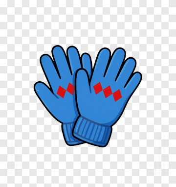 Blue Winter Gloves With Red Diamonds PNG