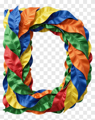 Colorful Leaf Wreath Letter D PNG