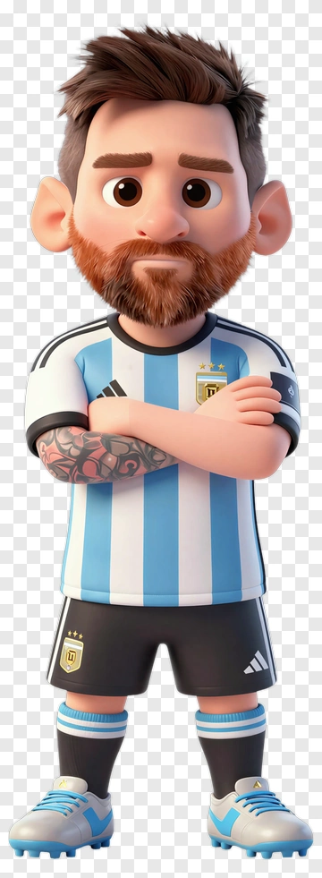 3D Football Player In Argentina Jersey PNG