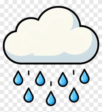 Cartoon Cloud With Raindrops PNG