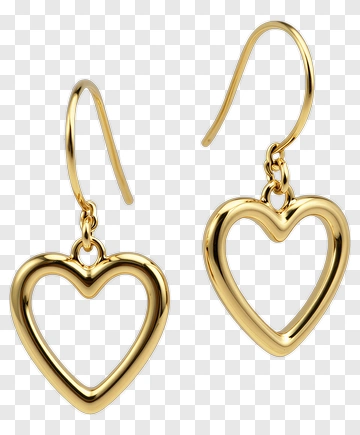 Gold Heart Earrings PNG