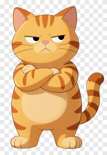 Cartoon Cat With A Grumpy Expression PNG
