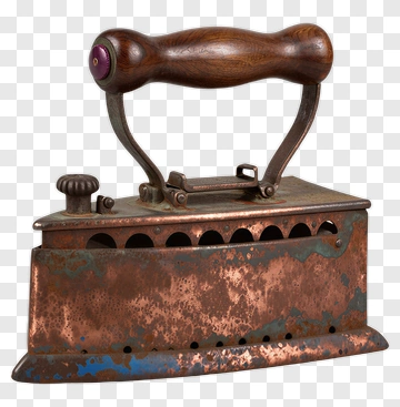 Vintage Iron With Wooden Handle PNG