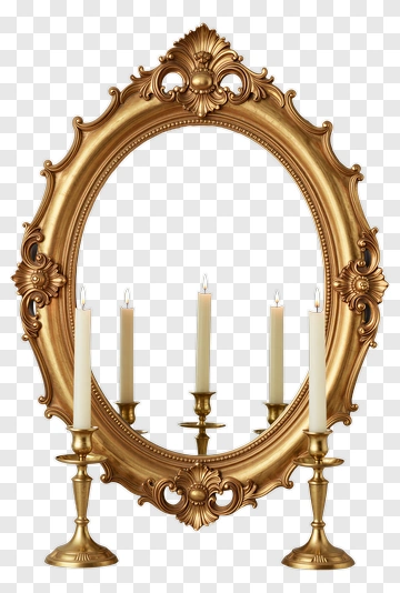 Elegant Gold Mirror With Candles PNG