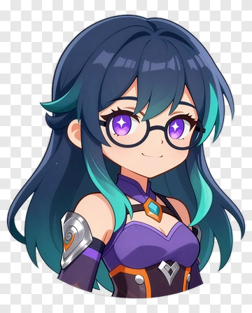 Anime Character With Glasses And Colorful Hair PNG