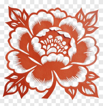 Red Paper Cut Flower PNG