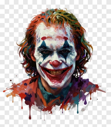 Joker Character Portrait With Colorful Splashes PNG