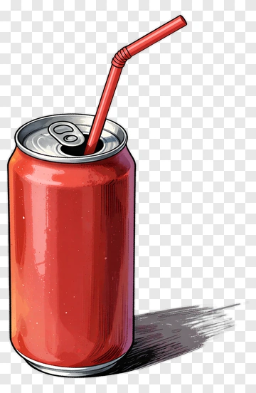 Red Soda Can With Straw PNG