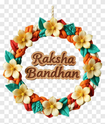 Colorful Raksha Bandhan Wreath With Flowers PNG
