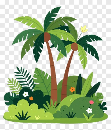 Tropical Palm Trees In A Lush Garden PNG