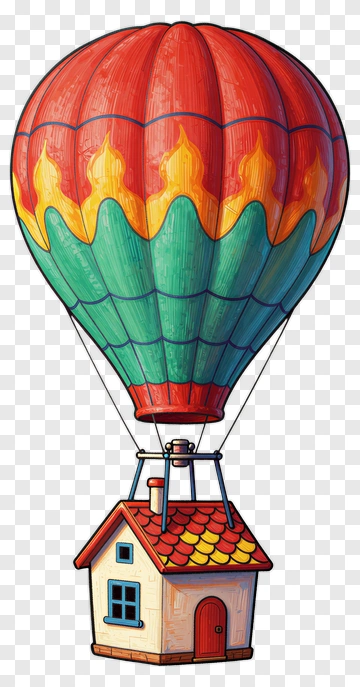 Colorful Hot Air Balloon House PNG