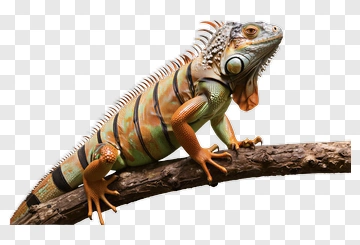 Colorful Iguana On A Branch PNG