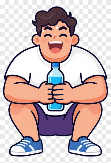 Cartoon Boy Holding A Water Bottle PNG