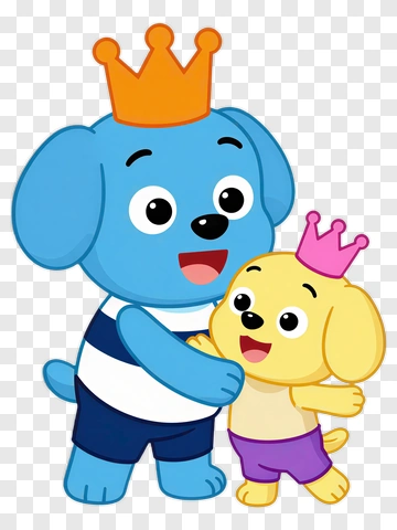 Cartoon Dogs Wearing Crowns PNG
